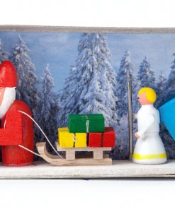 Frankenmuth Clock Company German Souvenirs 028/075 - Matchbox Scene With Santa & Angel