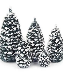 Frankenmuth Clock Company Christmas Decorations, Candles & Other Decorations 081/016G - Set Of 5 Snowy Green Christmas Trees