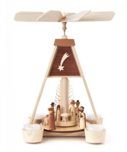Frankenmuth Clock Company 085/003NT - Pyramid With Nativity Scene & Shooting Star (Tealights)
