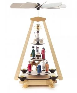 Frankenmuth Clock Company 085/046 - Pyramid With Painted Nativity Scene (14mm Candles)