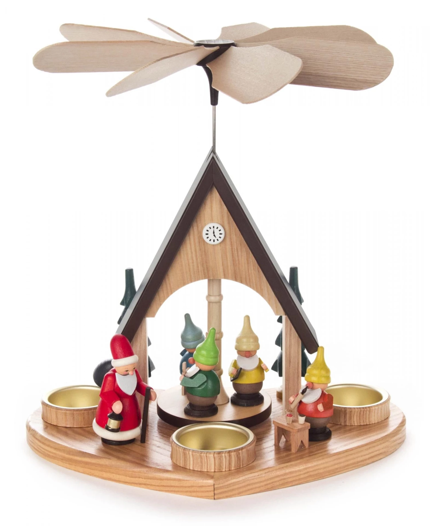 Frankenmuth Clock Company 085/1013 - Pyramid With Santa And Dwarves View All 3 Frankenmuth Clock Company 085/1013 - Pyramid With Santa And Dwarves View All