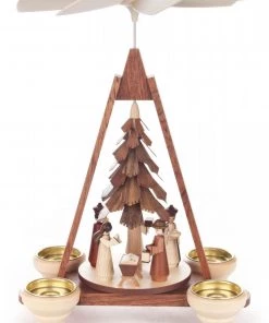 Frankenmuth Clock Company 085/110 - Pyramid With Nativity Scene & Dark Tree (14mm Candles) View All