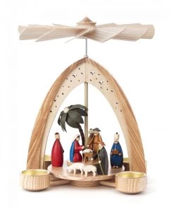 Frankenmuth Clock Company View All 085/265BT - Pyramid With Hand Painted Nativity Scene (Tealights)