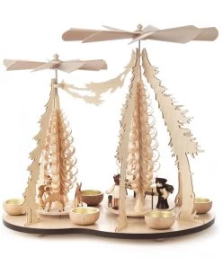 Frankenmuth Clock Company™ 085/770 - Double Fan Pyramid With Woodsman And Deer (Tealights) View All