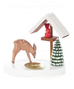 Frankenmuth Clock Company™ 196/013E - Candle Holder With Bird Feeder And Deer