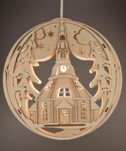 Frankenmuth Clock Company 197/197 - Seiffen Church Lighted Hanging Ornament