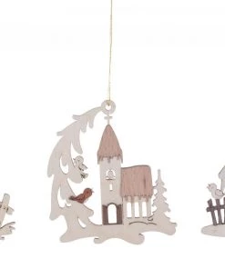 Frankenmuth Clock Company 198/135 - Wooden Winter House Ornaments View All