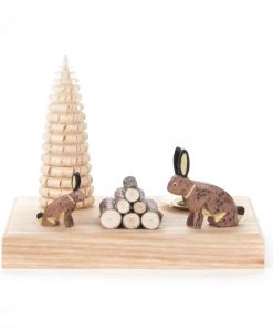 Frankenmuth Clock Company View All 200/090/2 - Candle Holder With Rabbits & Tree (14mm)