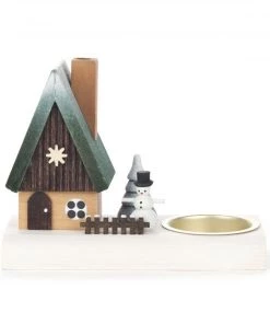 Frankenmuth Clock Company™ View All 201/164 - Smoker House With Snowman & Tealight Holder