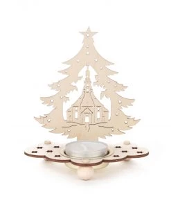 Frankenmuth Clock Company 201/230 - Tealight Holder - Tree With Seiffen Church