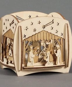 Frankenmuth Clock Company™ 201/284/2 - Tealight Holder With Nativity Scene