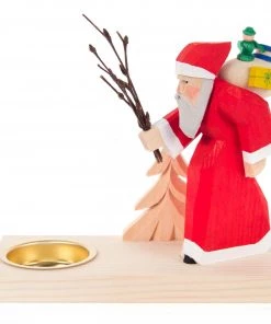 Frankenmuth Clock Company 225/033 - Tealight Holder With Hand Carved Santa & Tree View All