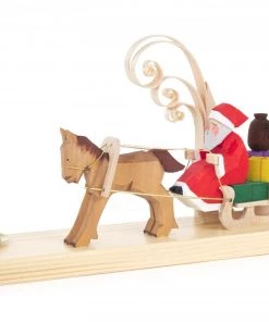 Frankenmuth Clock Company 225/204 - Candle Holder With Santa On Horse Drawn Sleigh