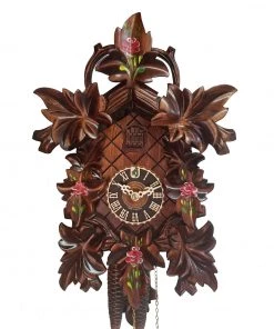 Frankenmuth Clock Company View All KU1223ro - 1 Day 5 Leaf Cuckoo Clock With Painted Roses