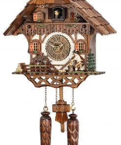 Frankenmuth Clock Company View All KU468QM - Quartz Musical Chalet With Wood Chopper