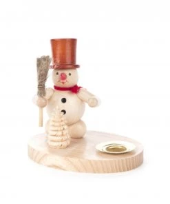 Frankenmuth Clock Company View All 196/019N - Candle Holder With Snowman & Tree