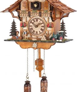 Frankenmuth Clock Company KU482QM-T - Quartz Musical Chalet With Boy, Goat & Tractor