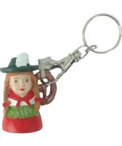 Bavarian Clock Haus German Souvenirs German Pretzel Lady Key Chain