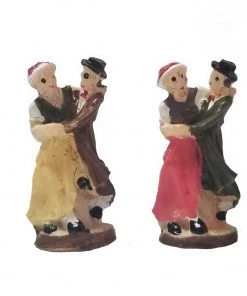 Frankenmuth Clock Company Set Of 4 Poly Dancers 1.5" Yellow & Red Dress