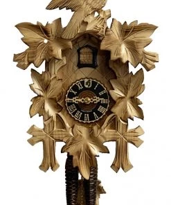 Frankenmuth Clock Company View All KU1003ge - 1 Day 5 Leaf Cuckoo Clock With Burned Finish