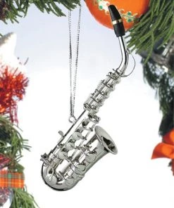 Frankenmuth Clock Company View All Silver Saxophone Ornament