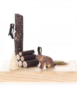 Frankenmuth Clock Company 200/090/4 - Candle Holder With Rabbit & Woodpecker (14mm) View All