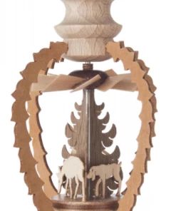 Frankenmuth Clock Company German Christmas Pyramids 199/229/3 - Hanging German Pyramid Ornament With Deer & Trees