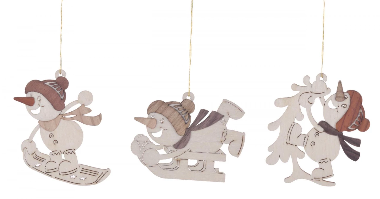 Frankenmuth Clock Company View All 198/136 - Wooden Snowman Ornaments 3 Frankenmuth Clock Company View All 198/136 - Wooden Snowman Ornaments