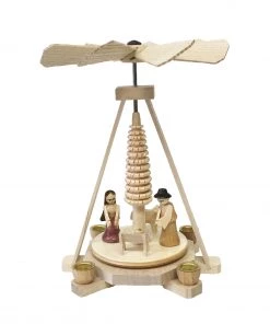 Frankenmuth Clock Company German Christmas Pyramids 074/164 - Miniature Pyramid With Nativity Scene (Natural)