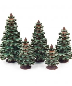 Frankenmuth Clock Company 082/065G - Set Of 5 Green Conifer Trees View All